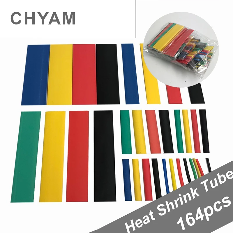 164pcs Set Polyolefin Shrinking Assorted Heat Shrink Tube Wire Cable Insulated Sleeving Tubing Set