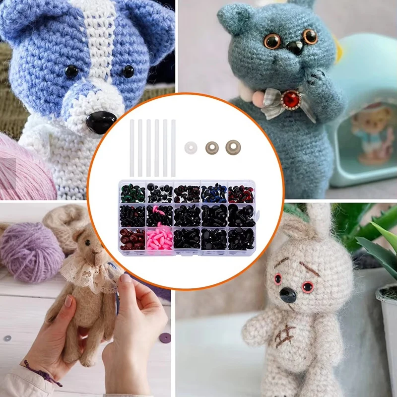 566PCS Plastic Safety Eyes For Crocheting Amigurumi Crochet Eyes With Washers Animal Safety Eyes For Toys Making Knitted