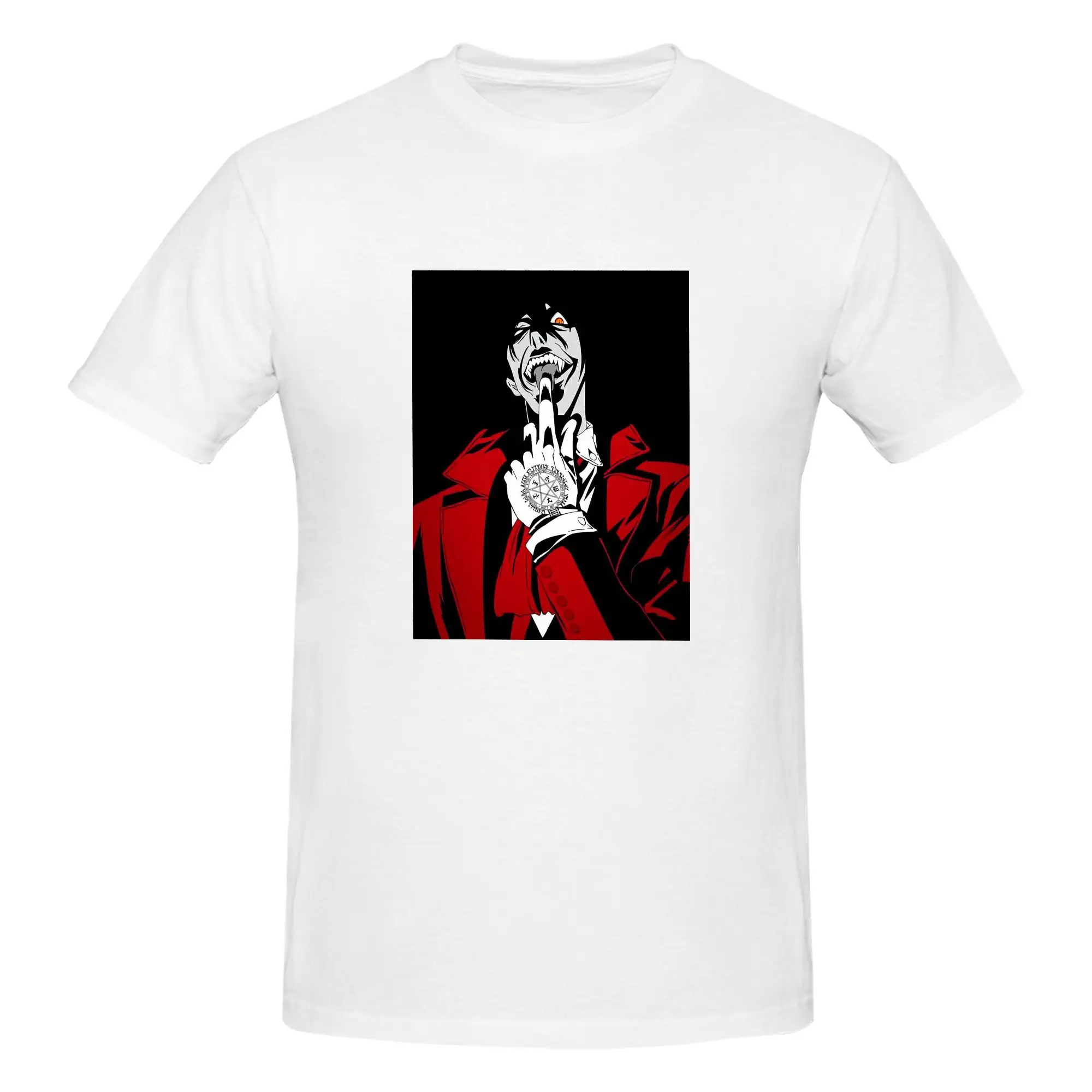 100% Cotton Alucard Hellsing Manga T-Shirt Men's Double Sided T Shirt Men Crew Neck Summer Shirts Tops S-6XL view 4