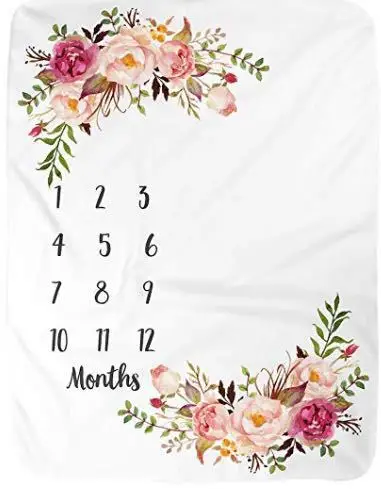 طفل الفانيلا شهر معلم بطانية الوليد السنة الأولى التقويم مخطط النمو الشهري الرضع هدية التصوير خلفية مولود جديد #4