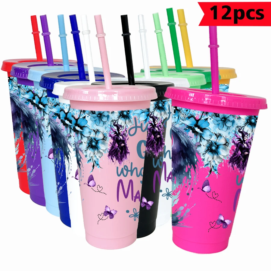 

12pcs/pack Disney butterfly flower 26oz multicolor plastic water cup party drinkware birthday/back to school gift