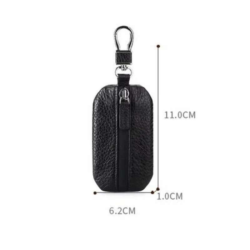 1PC Creative Leather Car Key Bag Equipped With Waterproof Zipper Universal Car Key Cover Pure Color Lychee Texture Key Pouch