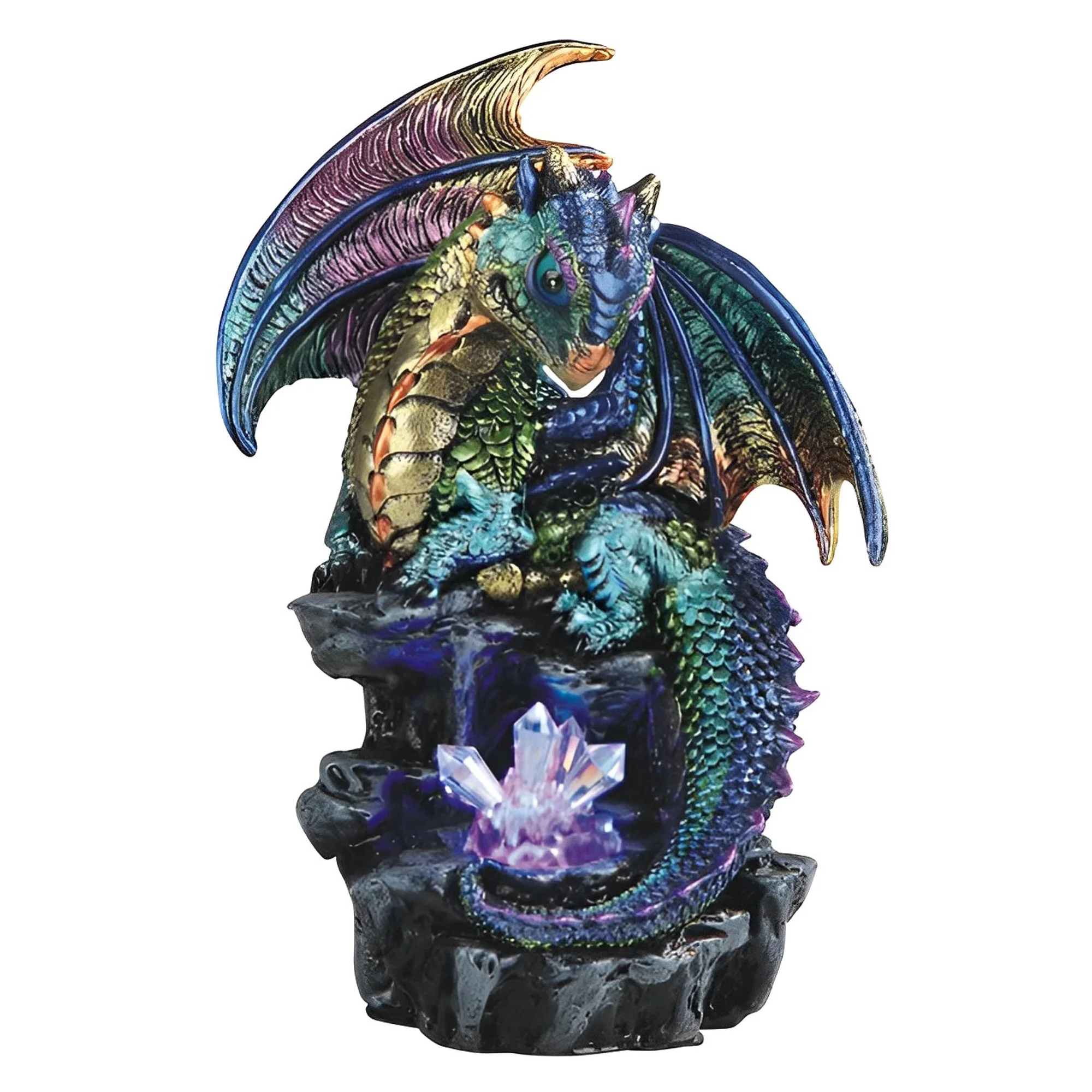 Home Decor Medieval - Figura de Dragón Medieval Morado/Verde de