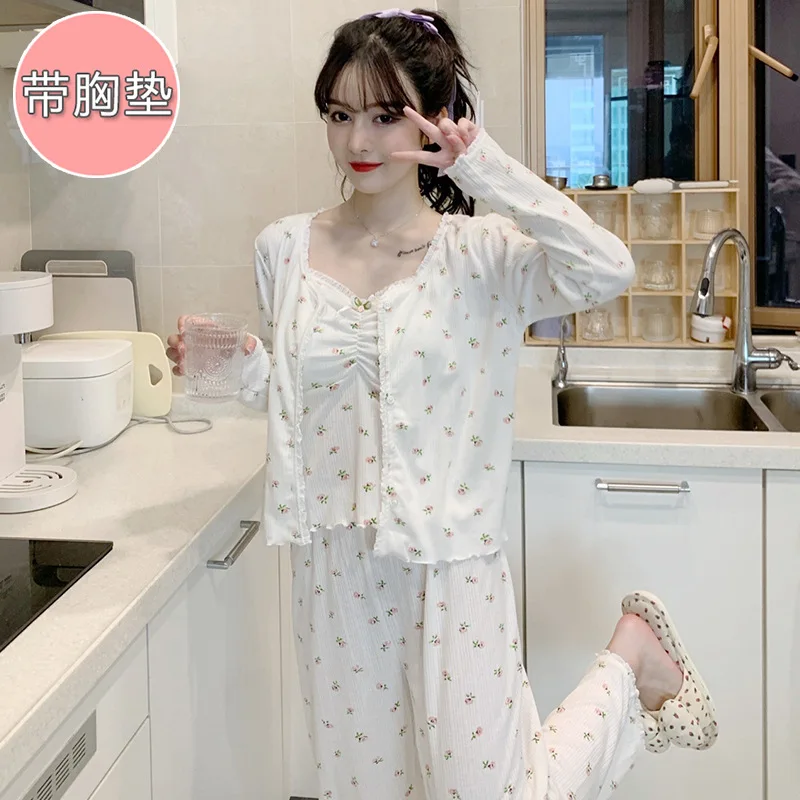 

Pjs Set Butterfly Women's Pajama Set Women's Warm Winter Pajamas Fashionable Home Clothe Pajamas Three-Piece Set Soft Pajama Set