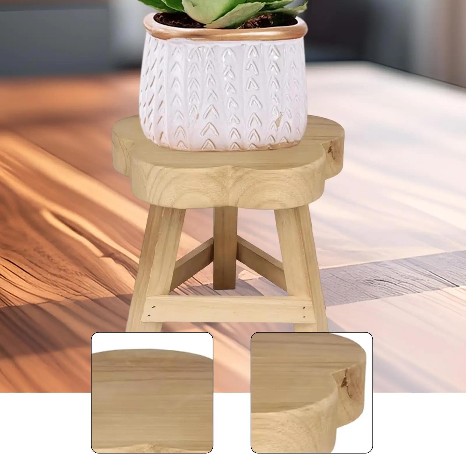Wooden Plant Stand Plant Stool Decorative Pot Stool Flower Shelf for Table Balcony Bedroom Desktop Living Room