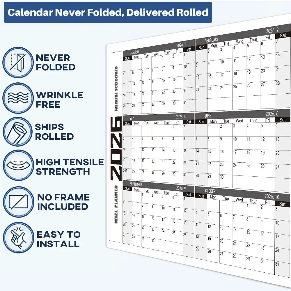 42x100cm 2026 English Calendar Colorful Notes Large Size Calendar INS Creative Monthly Planner Calendar School