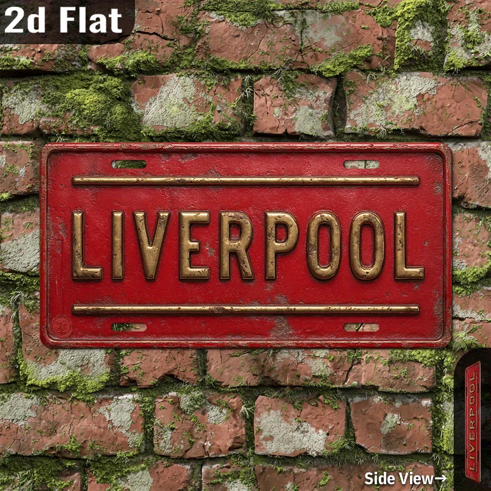 Letrero Metálico Plano 2D Vintage de Liverpool, 11.9x6 Pulgadas, Placa Decorativa Retro de Aluminio para Pared, para Hogar, G