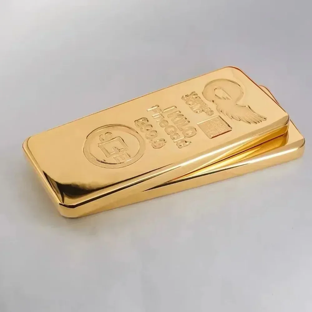 Gold Plated Copper Gold Bar Display Sample Gold Brick Replica Decorative Collectible Souvenir Small Scale Model for Display
