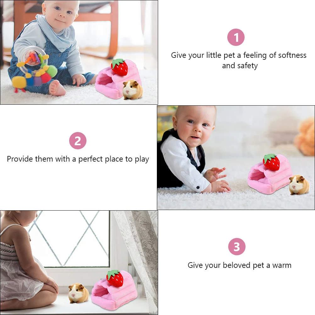 

Warm Cotton Nest Hamster Bed House Bedding Pink Hideout Pet Small Animals Strawberry Hut for