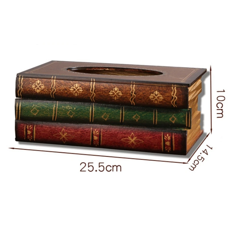 Retro Style Tissue Box Europe Rectangle Napkin Paper Holder Book Shaped Tissue Box Luxurious Ring Tissue Storage Box