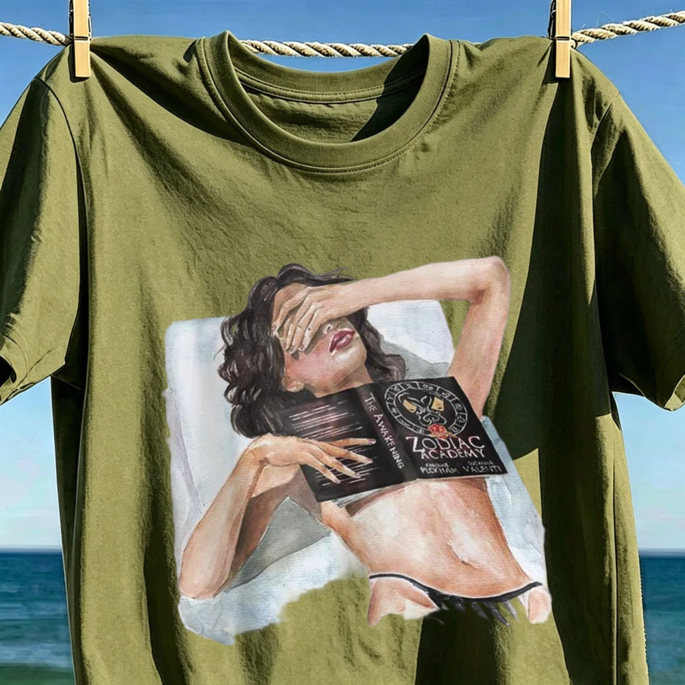 Zodiac Academy The Awakening Heavyweight Cotton Boyfriend Tee For Women Novel Inspired Casual Fit Booktok Book Lover Casual Tee