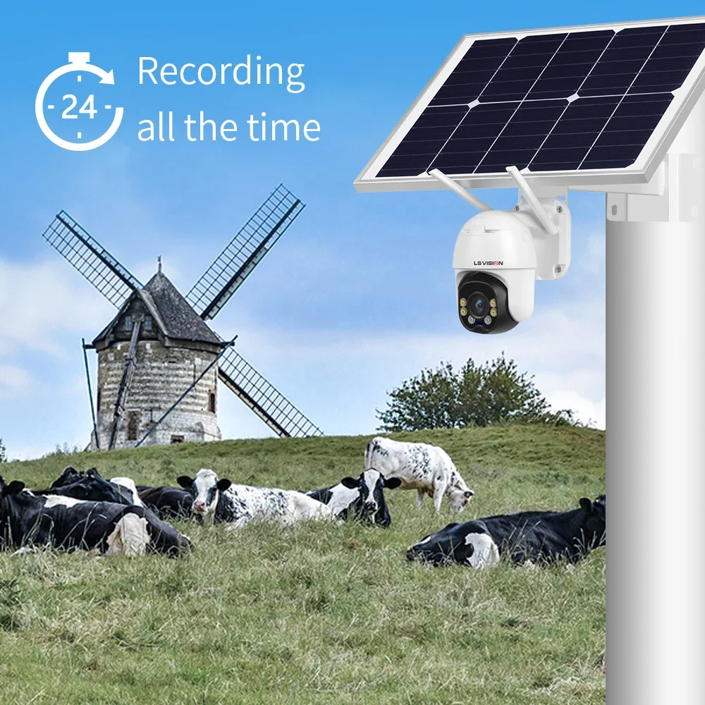 

30W 4G Solar Powered Rotating IP CCTV Camera Two-Way Audio PTZ Microwave Motion Detection 24/7 Recording Auto Switch Low Power