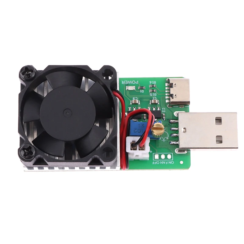 13V/22W3A 3.7V~13V Electronic Load Power Discharge Tester USB/Type-C 0.15A~3A Adjustable Resistor Test Module With Cooling Fan