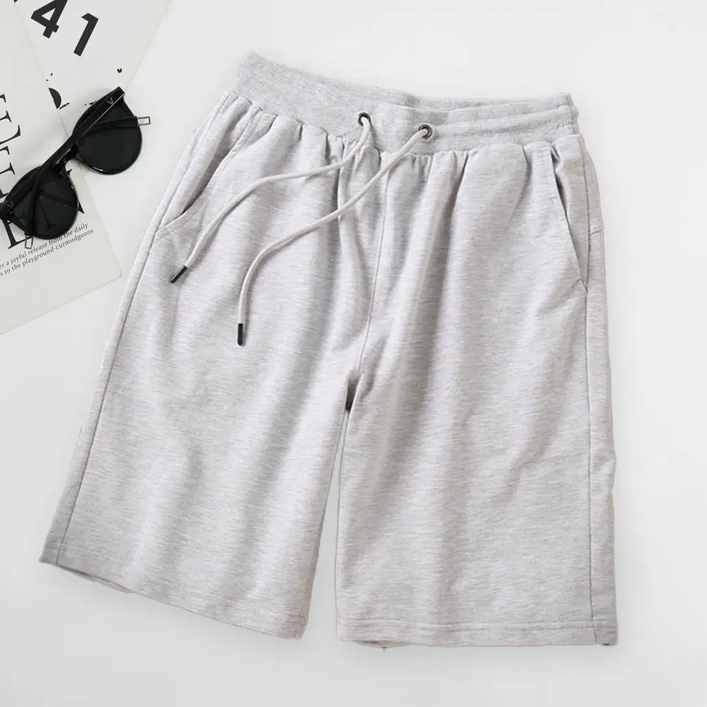 Summer New Men Sports Shorts Cotton Soft Men’s Drawstring Waist Loose Solid Color Breathable Quick Dry Casual Summer Shorts