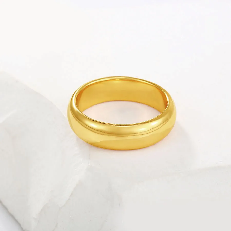 خواتم كلاسيكية ناعمة بدون حجر للرجال والنساء ، مجوهرات عصرية مطلية بالذهب الخالص ، لا النيكل ، أسعار الجملة