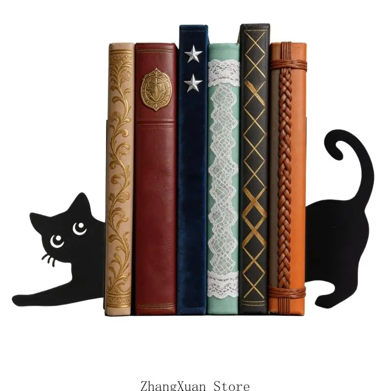 Stylish Cats Theme Bookend Decorative Book End For Home BookShelf Desk Decors 3XUF
