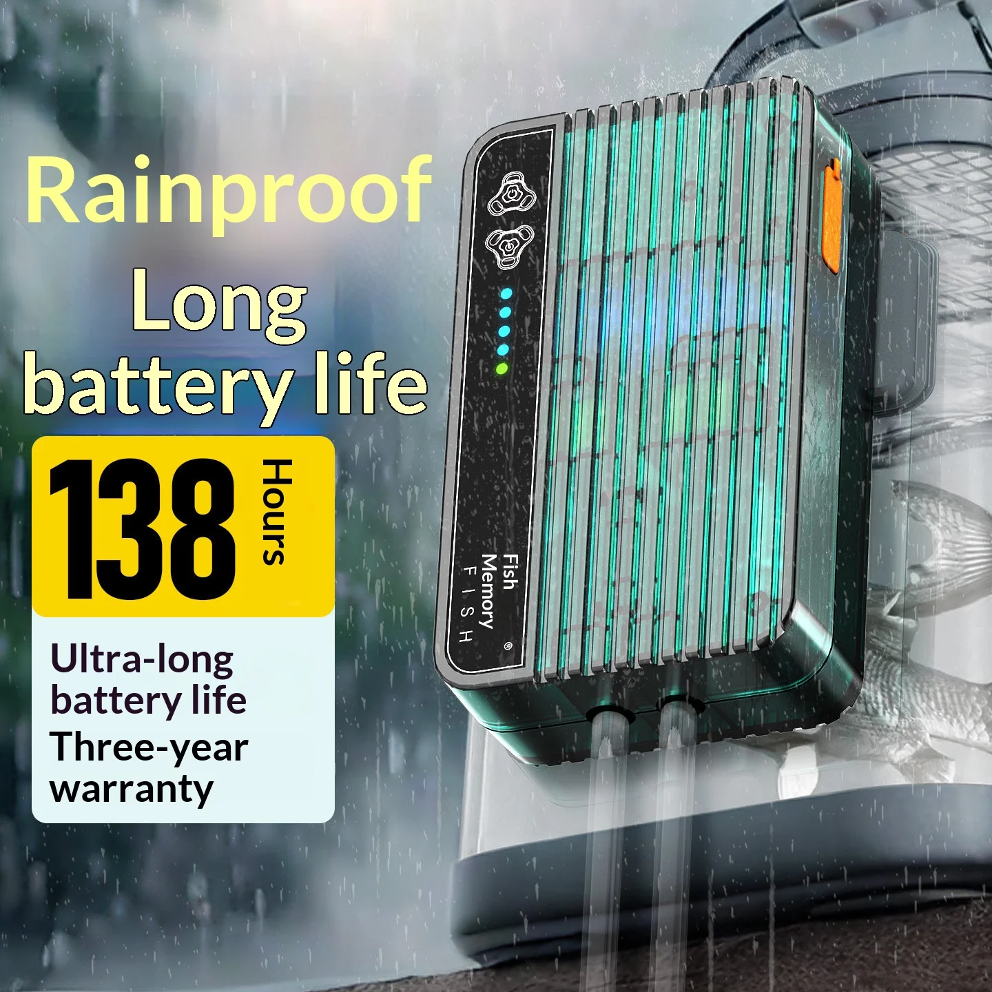 Waterproof Rechargeable Air Pump – High-Output Oxygenator for Outdoor Fishing, Ultra-Silent for Home & Small Tanks