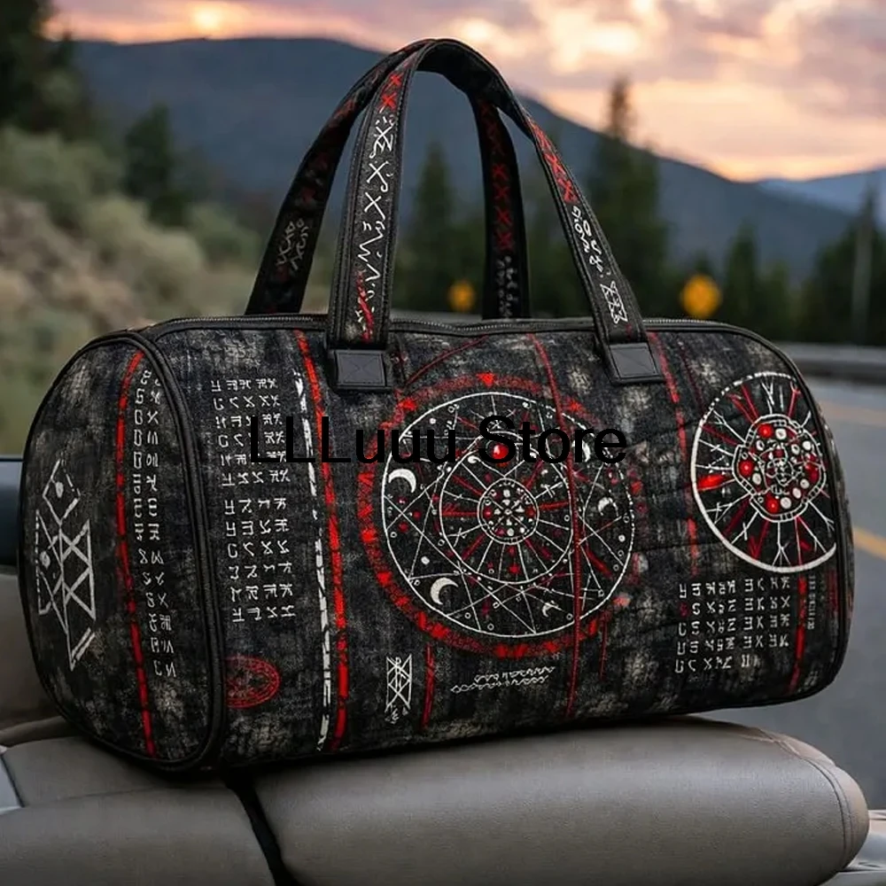 

3D Norse Mystical Print Quilted Duffle Bag Viking Travel Tote Sport Gym Bags Women Men Weekender HandBag