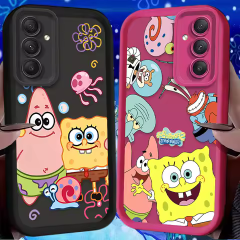 Cute Anime SpongeBobs Case for Samsung Galaxy A16 A25 A55 A35 A15 A06 A05 A05S A24 A13 A23 A12 A22 A32 A52 A71 A51 4G Back Cover