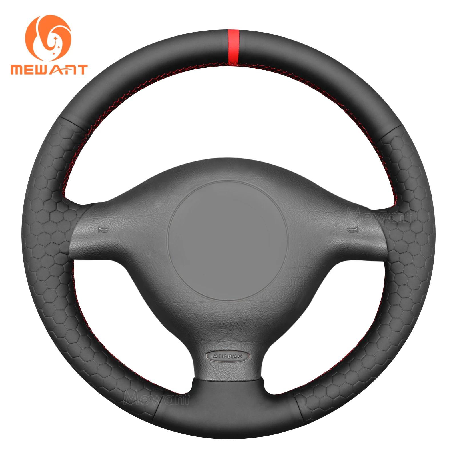 Mewant Hive Black Leather Car Steering Wheel Cover for Volkswagen VW Golf 4 (IV) Passat B5 Passat Variant Polo Bora Sharan