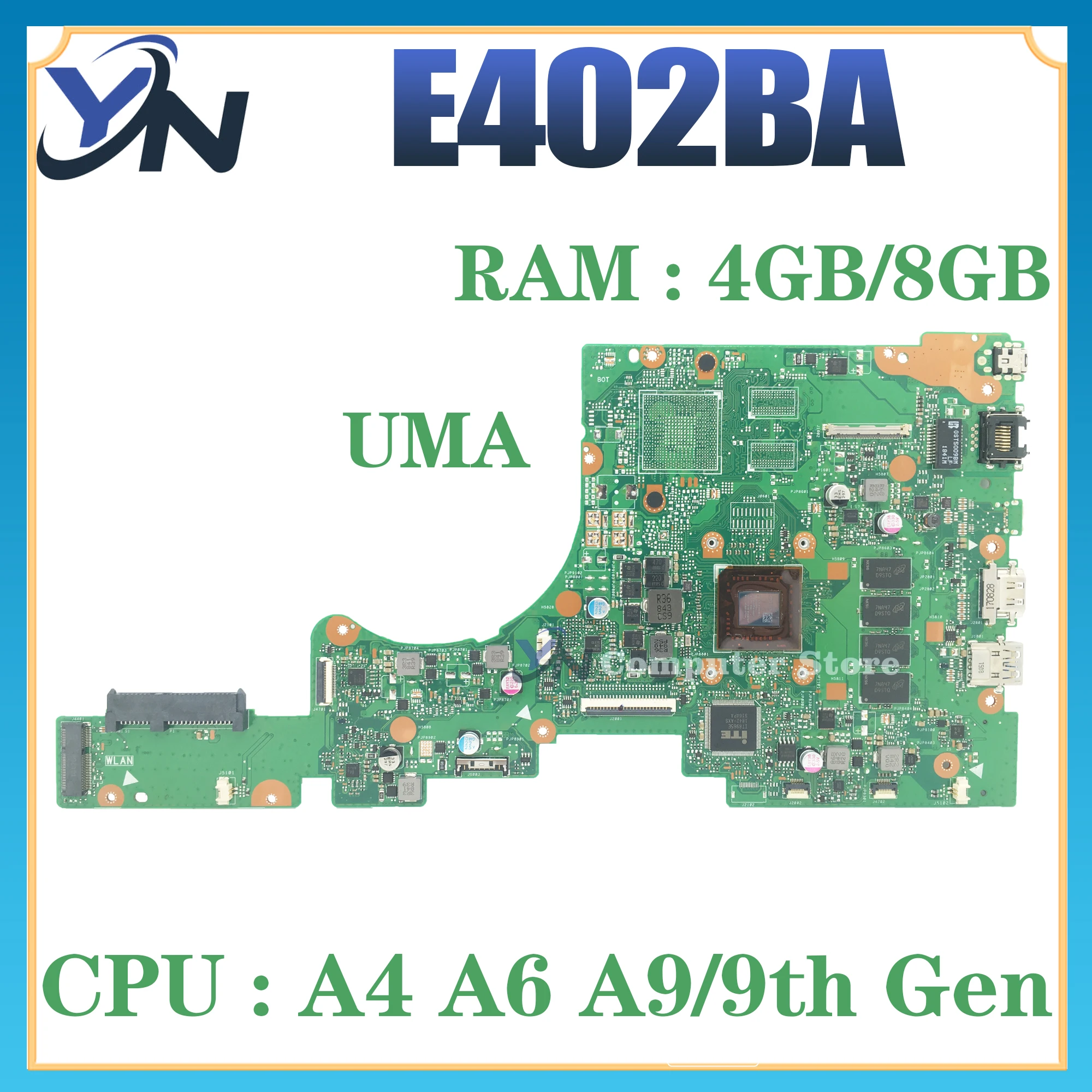 E402BA Mainboard L402BA X402BP F402BA E402BP F402BP L402BP X402BA Laptop Motherboard With AMD CPU 4G/8G-RAM UMA/V2G 100% Test OK