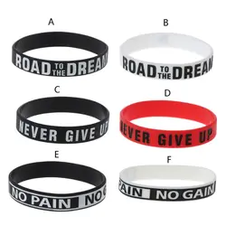 Q0KE Fashion Inspirational Bracelets Silicone Bracelets Road to the Dream Never Give Up Motivational Bracelets for Gifts
