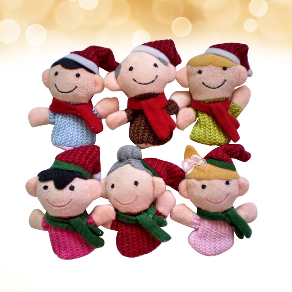 6 STKS Kerst Vingerpop Set Cartoon Mooie Familie Interactief Speelgoed Vinger Speelgoed voor Kinderen Kerst vinger handpoppen