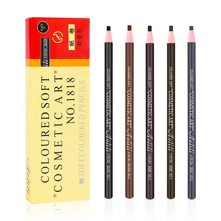 Crayon à sourcils dessiné en fil, imperméable et sans bavures, noyau dur en bois véritable, poudre à sourcils pour maquilleurs, vente en gros