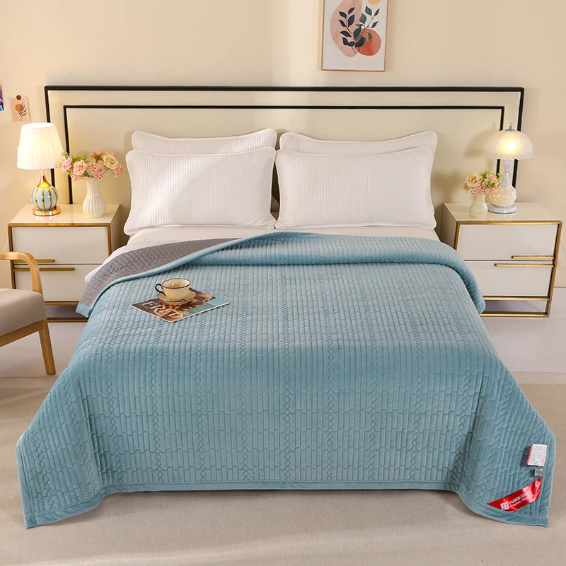 2025 new milk fleece right-angle single bed cover pure cotton thickened quilted cotton padded non-slip tatami bed cover