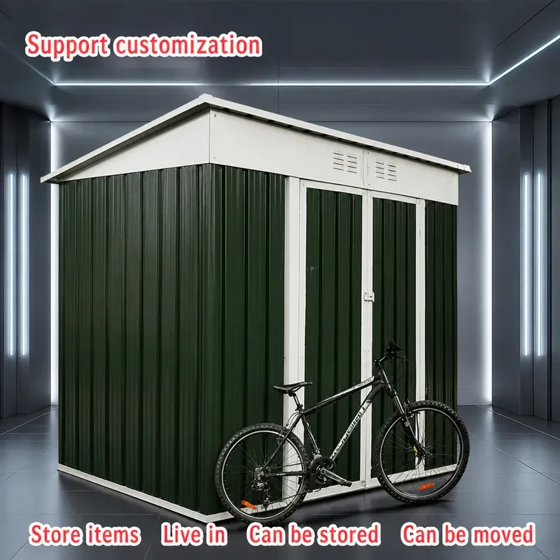 Outdoor Garden Storage Shed Waterproof Sunproof Tin House Temporary Courtyard Tool Room Simple Utility Shelter for Yard
