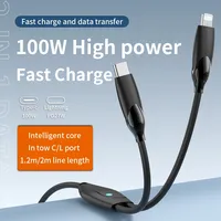 2 In 1 100W PD Data Cable Fast Charging Cable USB C to Type C/Lighting Suitable for Iphone Samsung Xiaomi Fast Charging