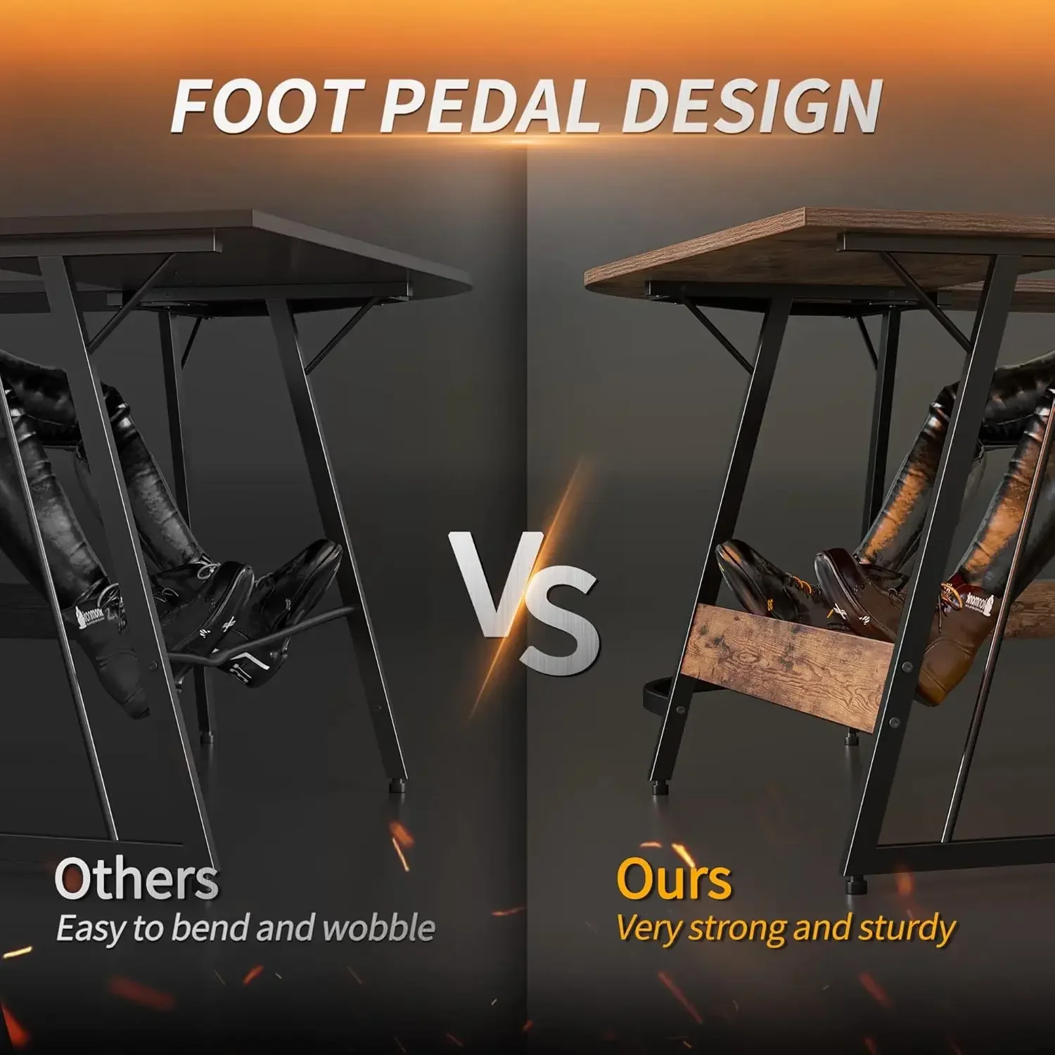 L Shaped Desk, Computer Corner Desk, Gaming Desk with Monitor Stand, Home Office Study Writing Workstation, Rustic Brown