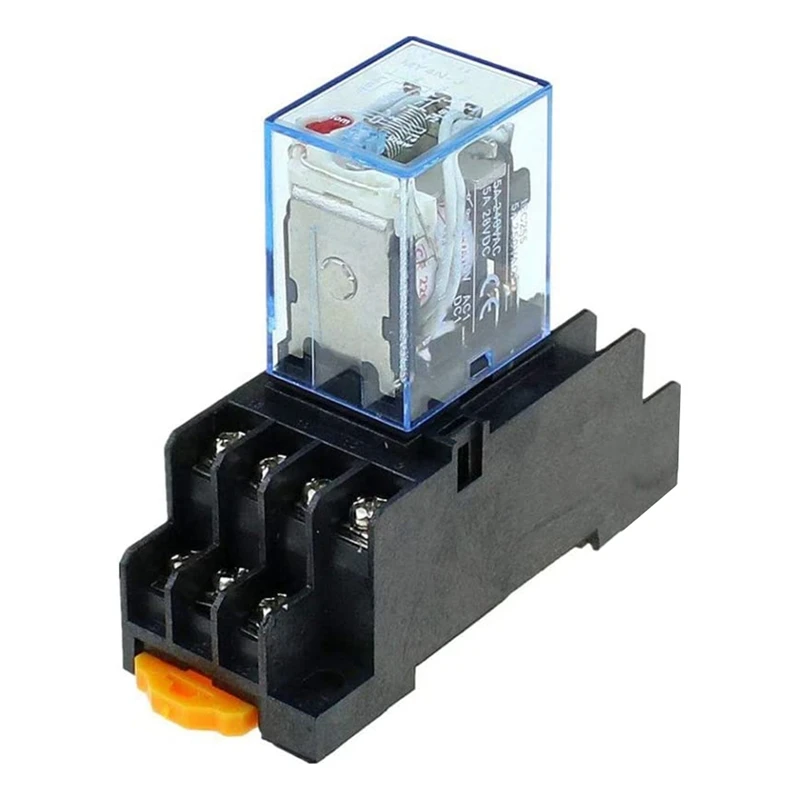 10Pc MY4NJ 14PIN 4DPDT Electronic Mini Electromagnetic Relay 5A Coil with PYF14A Socket Base AC 220V