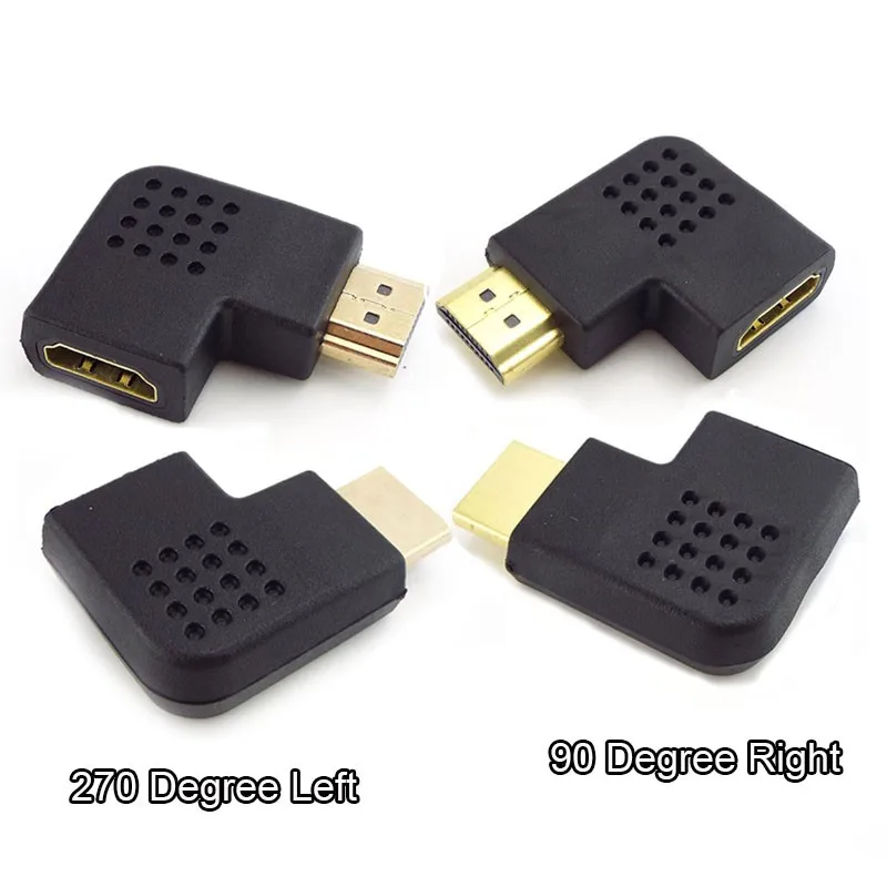 Male to Female HDMI-compatible Adapter Converter 90 Degrees Angle Turn Right Left Extension Cable Connector HD 1080P L19