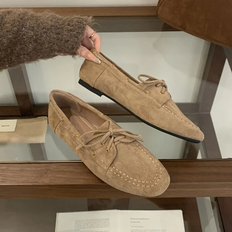 

2025 Brown Brand Women Flat Shoes Fashion Round Toe Slip On Ladies Casual Loafer Shoes Soft Flat Heel Outdoor Dress Single Shoes