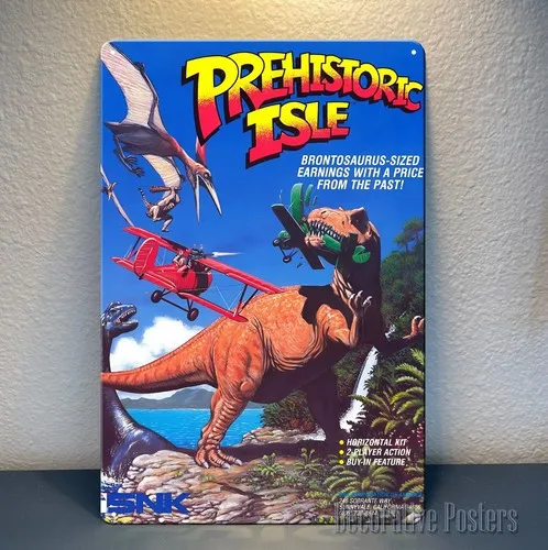 Y1,Prehistoric Isle Retro Arcade Video Game Metal Poster Sign - Size:20*30cm-aluminum
