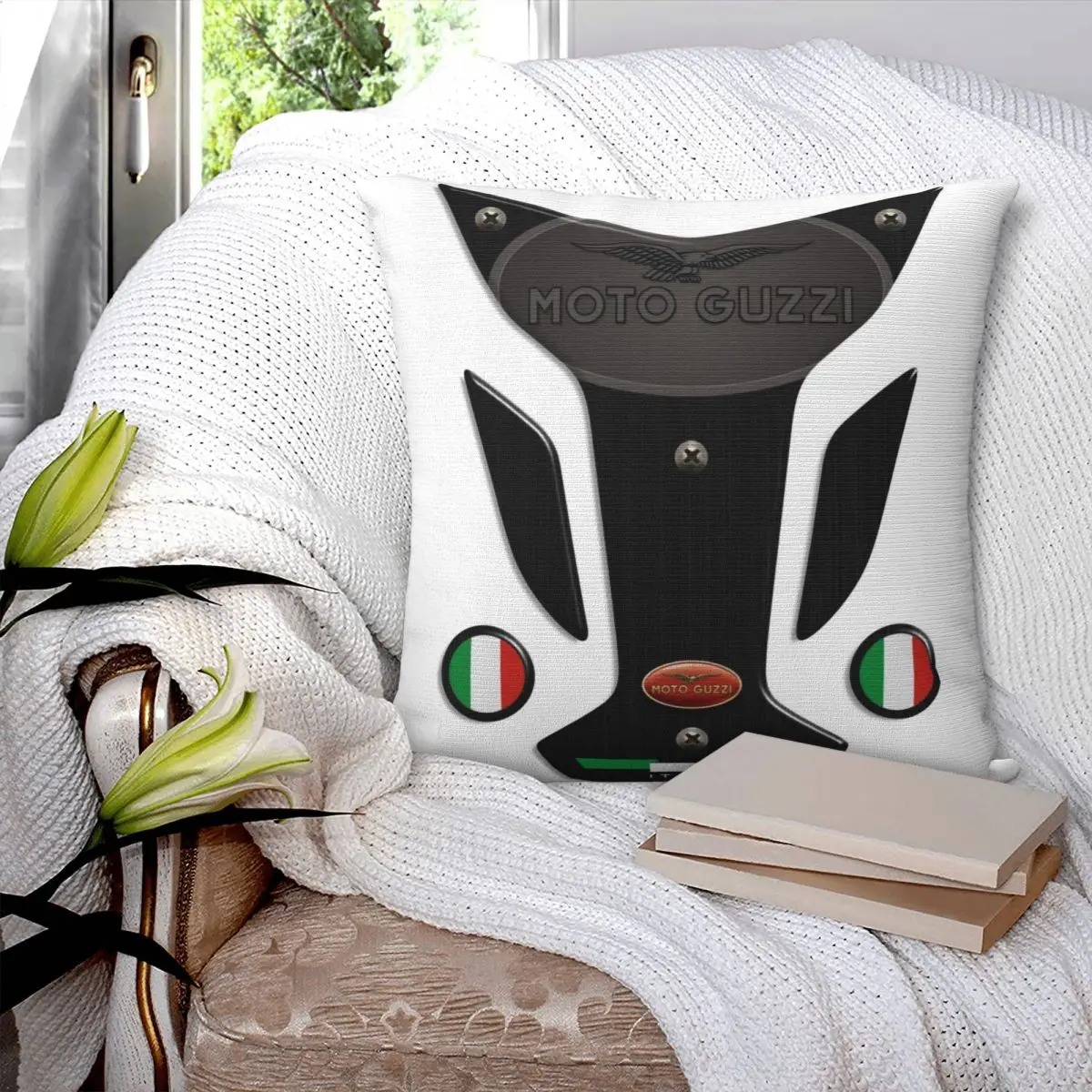 Moto Guzzi Wings Green Cushion Pillowcase Slipcovers Pilowcase Decoration Cushion Modern Bedroom Retro Sofa White Customizable