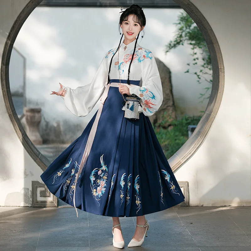 

YOUDEYISI Hanfu Women's Double-layer Medium and Improved Ancient Clothing Han Element Ming-made Pipa Sleeve Horse Dress