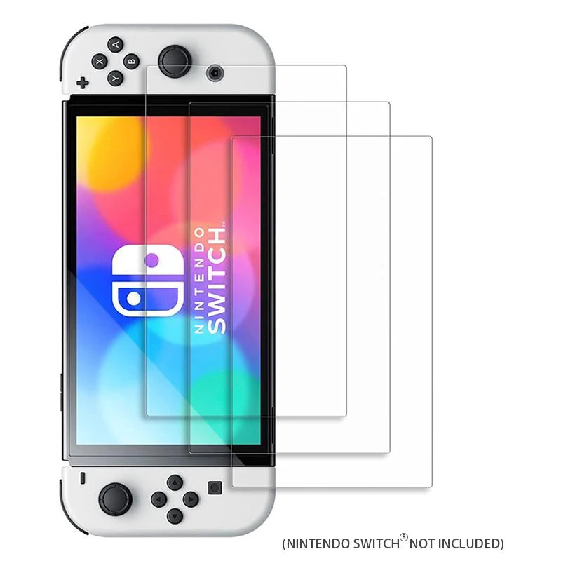 واقي للشاشة من الزجاج المقسى لنينتندو سويتش OLED سويتش لايت موديل 2021 3 عبوات للمجموعة الواحدة