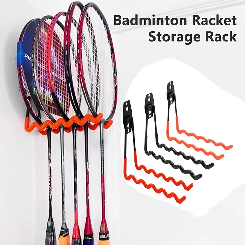 Tragbarer Badmintonschläger-Display-Aufbewahrungshaken, wandmontierter Wellenhaken, Tennisschläger-Rack zum Aufbewahren von 6 Schlägern, stark belastbar