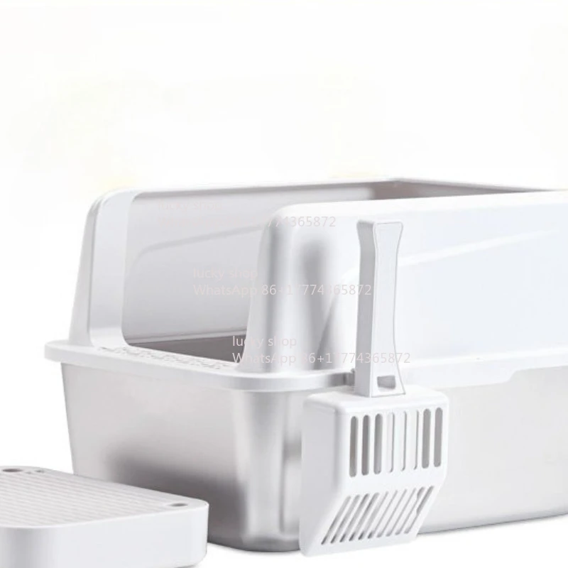 Small Stainless Steel Cat Litter Box, Easy To Clean, Non-stick Bottom Plus High Anti-splash and Anti-belt Sand Cat Toilet