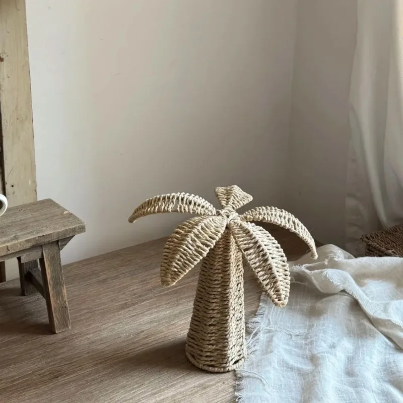 Handmade Grass Weaving Flowers Creative Home Decoration Coconut Tree Landscape Photography Props Home Decoration Crafts