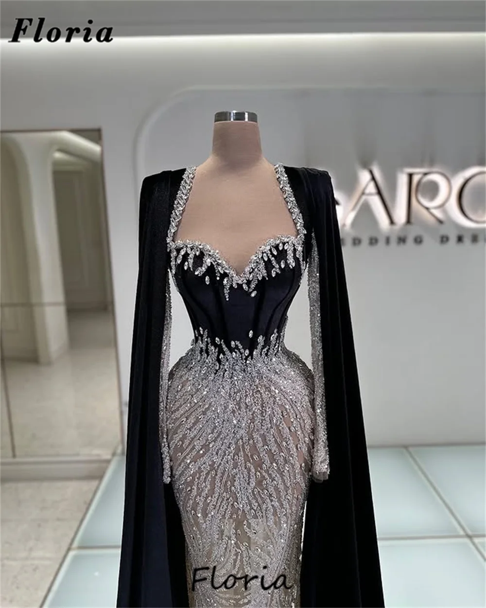 

Черные вечерние платья на Ближнем Востоке, накидка с длинными рукавами, вечернее платье для выпускного вечера, расшитое бисером и блестками, коктейльное свадебное платье по индивидуальному заказу