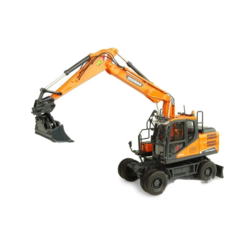 Diecast 1:50 Scale Doosan DX160W Wheeled Excavator Alloy Engineering Vehicle Model Collection Souvenir Ornaments Display