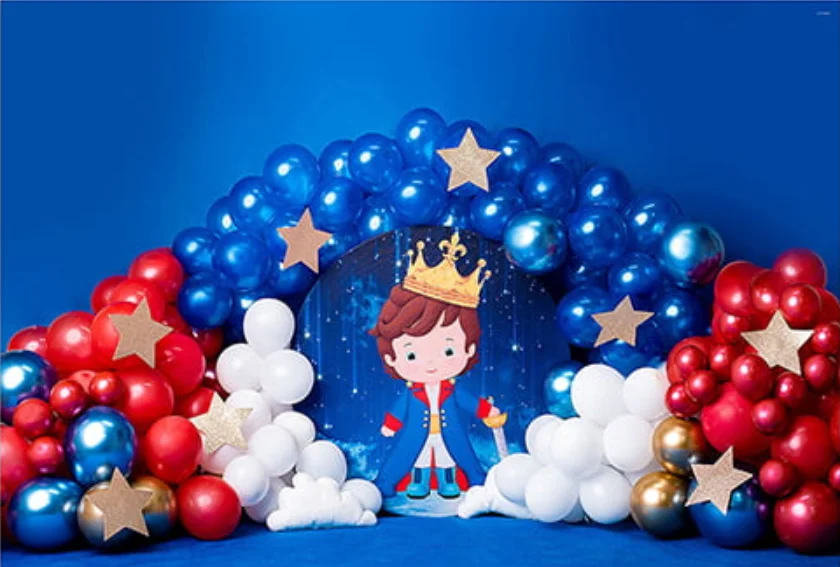 Newborn Boys Baby Shower Backdrops The Little Prince Gold Crown Little Stars 1st Birthday Party Photography Backgrounds