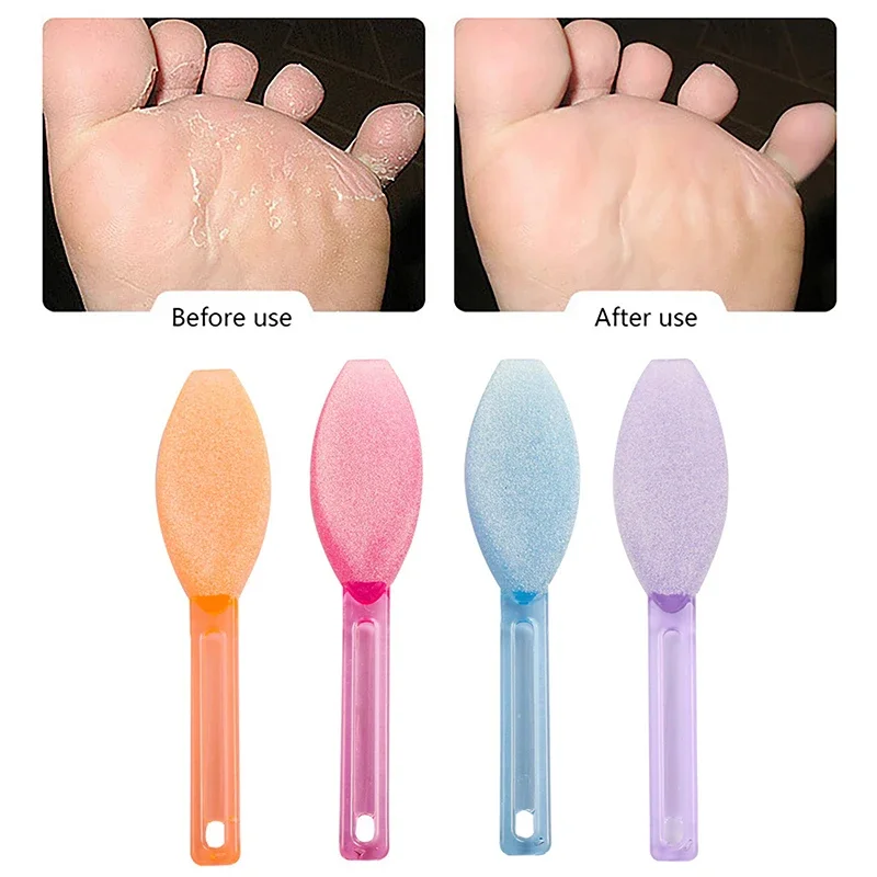 Lixeira de pé dupla face, ferramentas de pedicure, removedor de calos de pele morta, cabo de plástico, escova para cuidados com os pés, ferramentas de pedicure