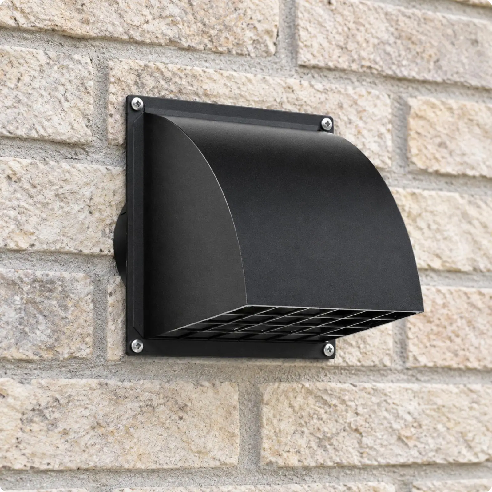 Outdoor Wall Mount Dryer Vent Cover 4 Inch Black Steel Square Exhaust Hood with Removable Screen