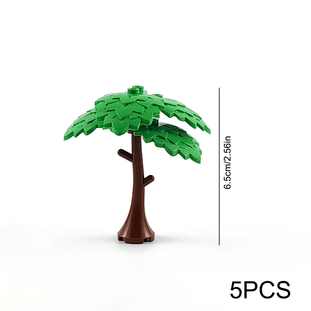 MOC Stadt Garten Baustein Baum Spielzeug DIY Montage Kiefer Kokospalme Street View Wald Pflanze Stamm Blätter Gras Zubehör