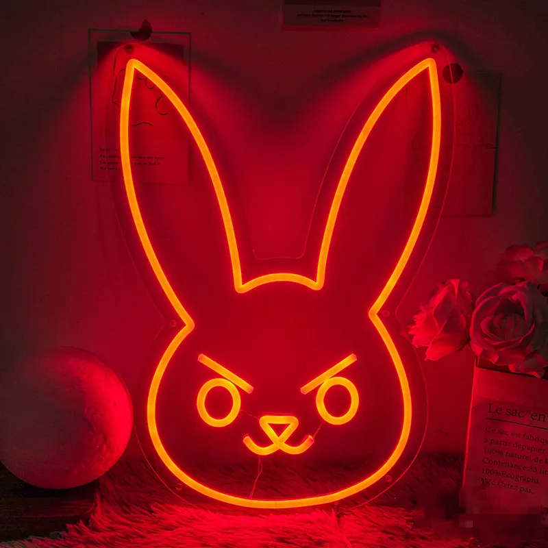 Custom Rabbit Neon Sign Wall Art Decor 5V USB Night Light Bedroom Apartment Room Bar Decor Neon Lamps LED Ambient Lights