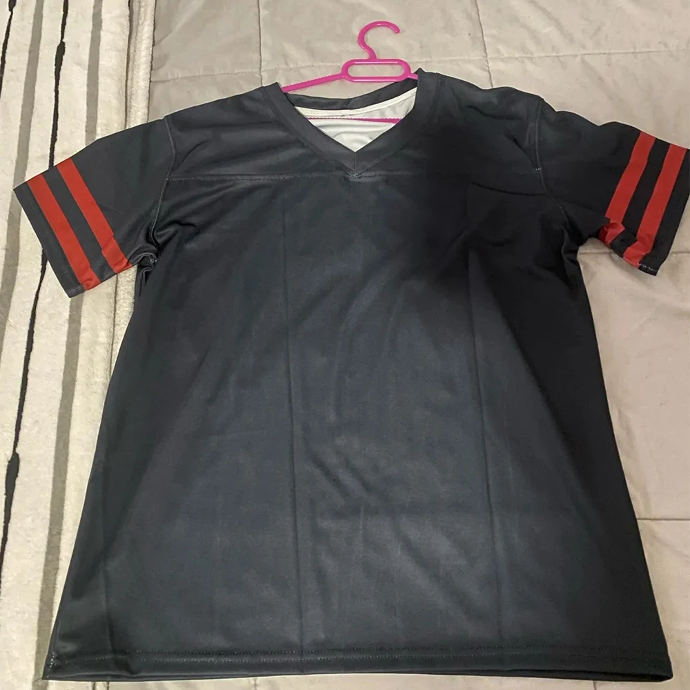 Custom American Football Jersey, Black Red Football Shirt, Personalized Printed Team Name Number, Men Women Youth Kids Jerseys view 5